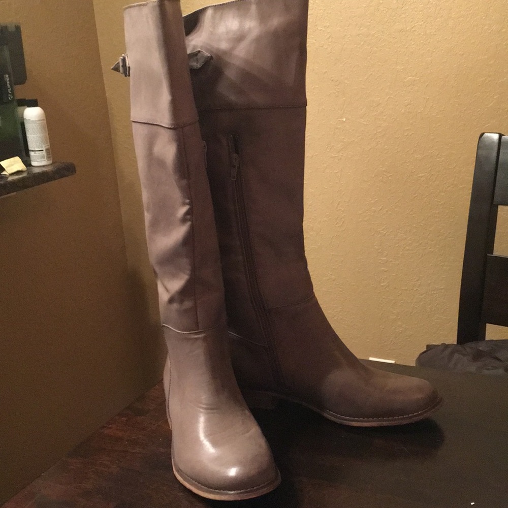 MIA pleather grey tall boots NEVER WORN